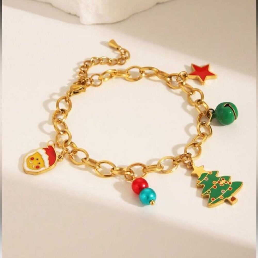 Christmas 🤶 Gold Charm Bracelet Q220